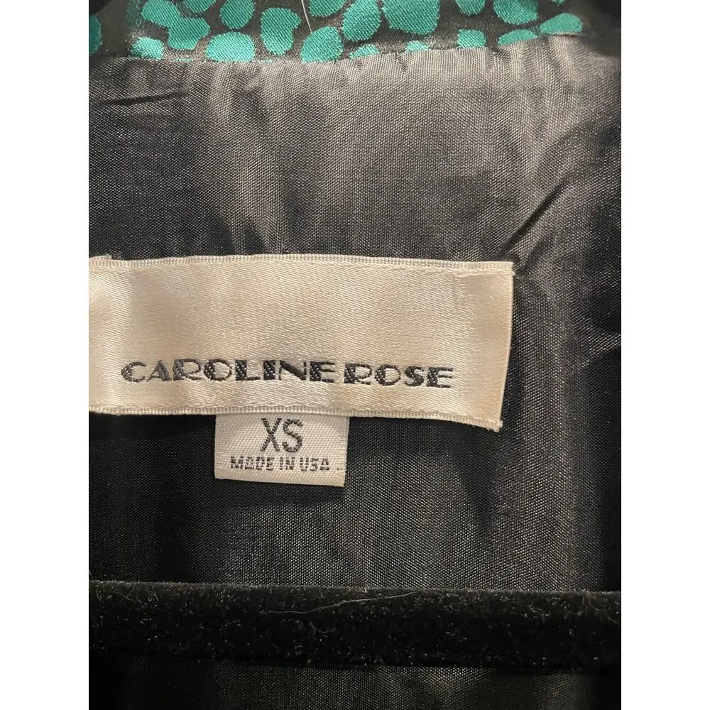 Caroline Rose Jacket XS Green Black Textured Embossed Dot Art to Wear Lagenlook